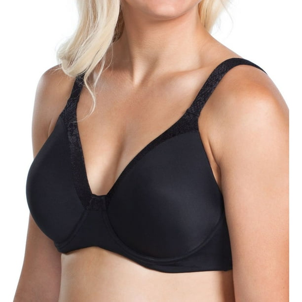 Women's Leading Lady 5211 Luxe Body Side Smoothing Wirefree T-Shirt Bra  (Black 50F) 