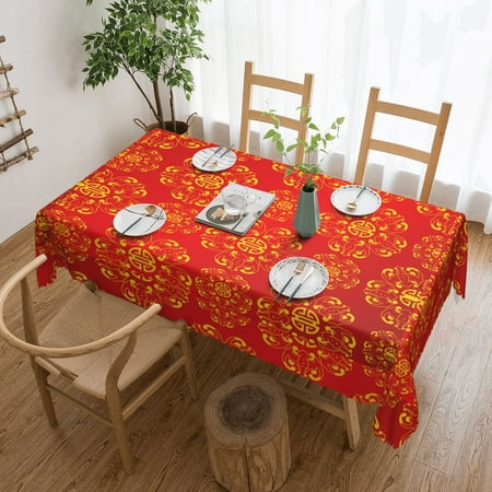 

Tablecloth Chinese_Patterns Table Cloth For Rectangle Tables Waterproof Resistant Picnic Table Covers For Kitchen Dining/Party(54x72in)