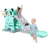LAZY BUDDY Sturdy Kids Slide with Basketball Hoop & Ball, Toddler Slide Play Climber Outdoor Indoor Playground