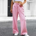 thumbnail image 2 of Zuesphe Womens Striped Gingham Palazzo Pants Wide Leg High Waisted Lounge Pajama Pants Cute Casual Trousers with Pockets, 2 of 6