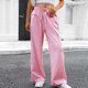 thumbnail image 3 of Pantalones de Mujer Pantalones Casuales Cordón de Cintura Larga con Bolsillo, Poliéster Todas las Estaciones de Ocio, 3 of 8