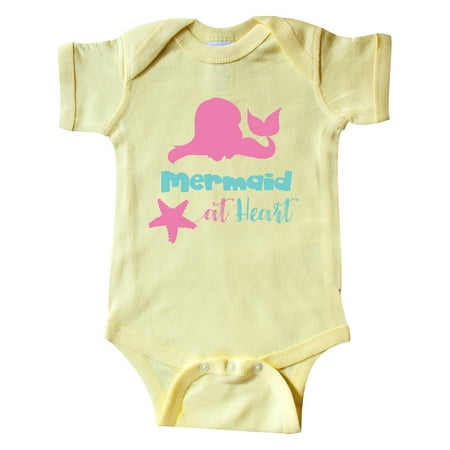 

Inktastic Mermaid At Heart Mermaid Silhouette - Pink Blue Gift Baby Girl Bodysuit