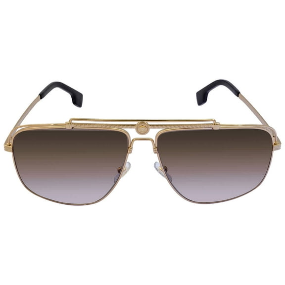 Versace VE 2242 Metal Unisex Rectangle Sunglasses Gold 61mm Adult