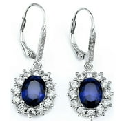 18k White Gold Leverback Earrings for Women - Sapphire Earrings for Sensitive Ear - Great Gift Idea for Every Occasion