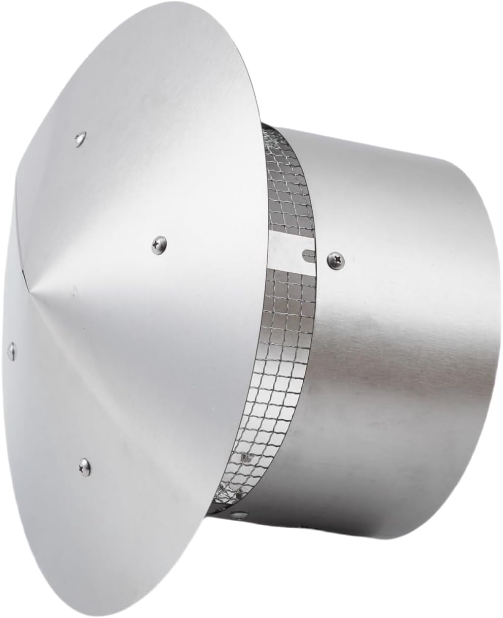 ChaoLink 8 Inch Round Stainless Steel Chimney Cap - Cone Top with Screen,Fireplace Exhaust & Roof Rain Cap,Exterior Stove Pipe,Easy Install