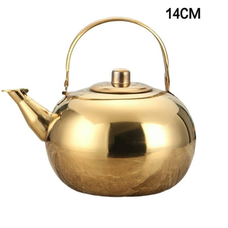 

Fast Boil Tea Kettle Stovetop Warmer with Teapot Infuser for Water Drink Juice Camping Gold 14cm