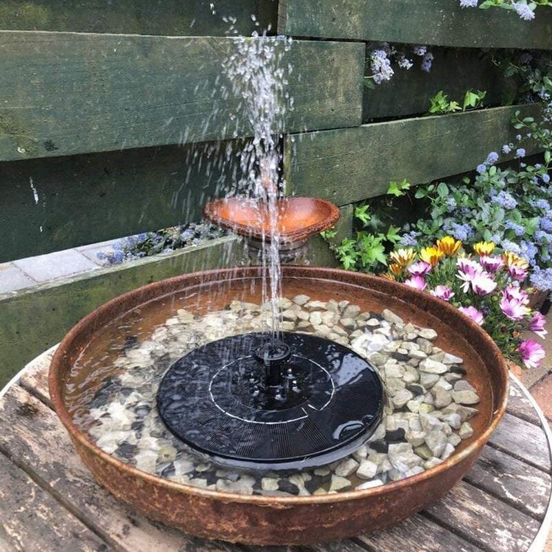 Bird Bath Solar Powered Water Fountain Pump Floating Outdoor Pond Garden Pool 