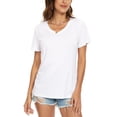 thumbnail image 2 of Camiseta Lunivop para mujer, cuello en V, manga corta, casual, blanca, L, 2 of 4