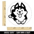 thumbnail image 2 of Siberian Husky Laying Down Dog Self-Inking Rubber Stamp Ink Stamper - Fuchsia Ink - Small 3/4 Inch, 2 of 7