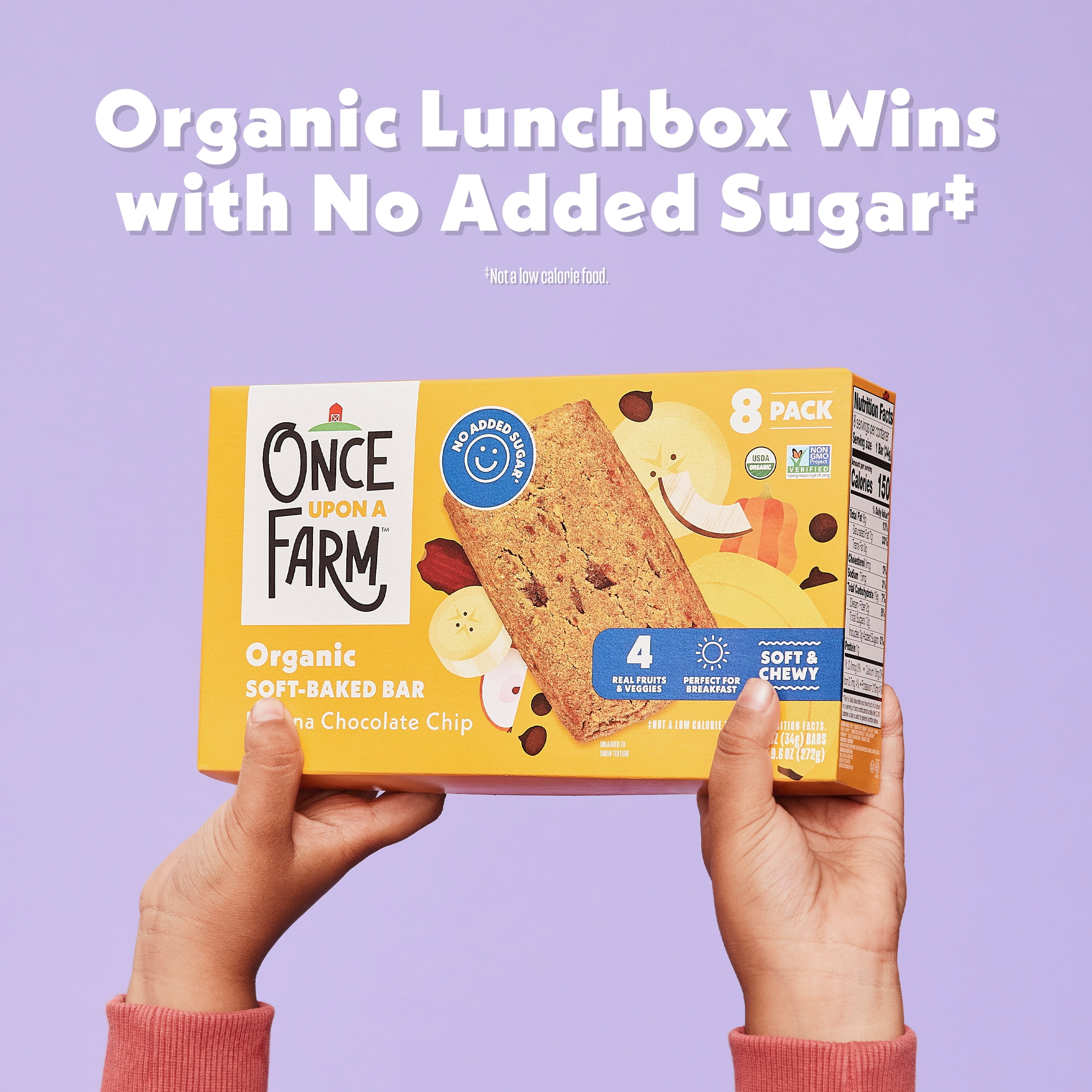 Once Upon a Farm Organic Soft Baked Kids' Snack Bars, Banana Chocolate Chip, 8ct