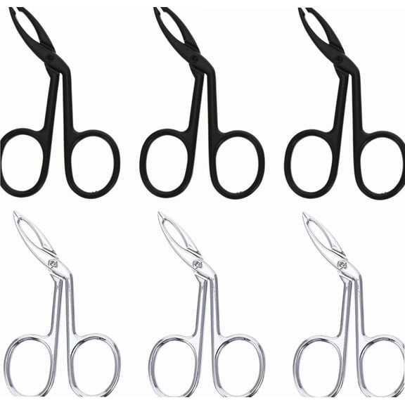 6pcs Eyebrow Tweezers Scissors Shaped Eyebrow Straight Tip Tweezers Clip Flat Tip Tweezers Hair Plucker Black Professional Tweezers