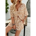 thumbnail image 3 of Abstract Print Button Shirt and Shorts Coordinates, Khaki, Medium, 3 of 5