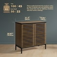 thumbnail image 2 of ARKANTOS Slatted Doors Sideboard Storage Cabinet with 1 Adjustable Shelf, Set of 3, Classic Walnut, 2 of 7