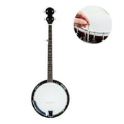 Zimtown 5-String 24 Bracket Geared Tunable Banjo High Quality with Closed Solid Back and White Jade Tune Pegs