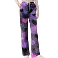thumbnail image 5 of Hearthz Valentines Day Pajamas Pants Women Love Heart Print Pajamas Pants Women Drawstring Wide Leg Women's Lounge Pants, 5 of 6