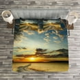 thumbnail image 3 of Ambesonne Nature Quilted Bedspread Set 3 Pcs, Road Field with Ripe, Queen Size, Multicolor, 3 of 3