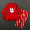 thumbnail image 3 of Owordtank Christmas Outfit Toddler Infant Baby Girls Ruffle Top Clothes Set Deer Print Shirt Dress Pants Set, 3 of 8