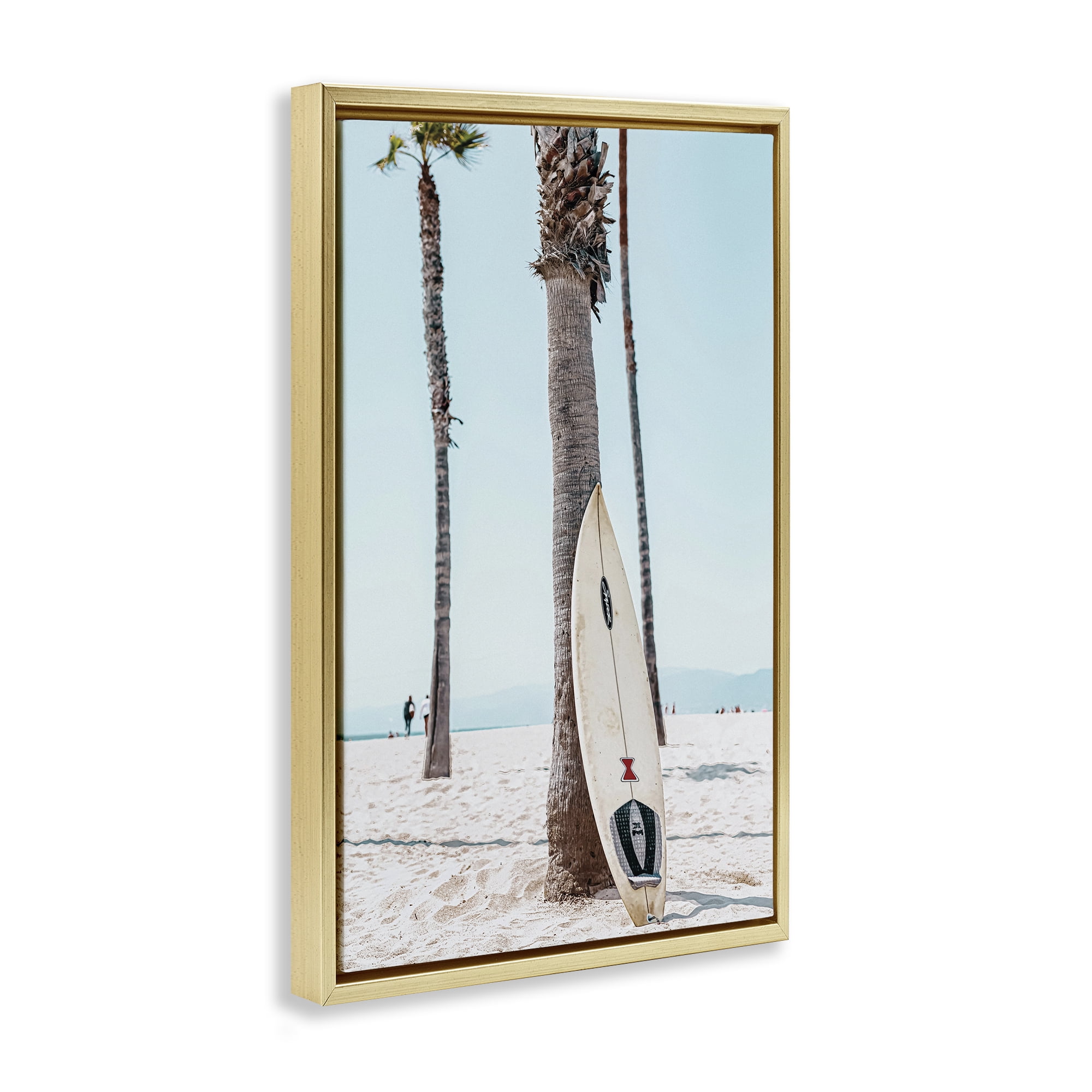 Stupell Industries California Summer Surfboard Nautical & Beach Photography Gold Floater Framed Canvas Art Print Wall Art, 17 x 25