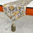 thumbnail image 2 of The HomeCentric Decorative Grey Table Runner 14'' x 60'' Floral, Peacock & Tassles Satin Fabric Table Linen Contemporary - Merlin, 2 of 3