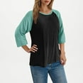 thumbnail image 5 of Fanxing Raglan Sleeve Tops for Women 3/4 Sleeve T Shirts Casual Baseball Tees Loose Fit Round Tunic Blouse Army Green,XL, 5 of 8