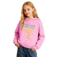thumbnail image 4 of Ulitacool Sweatshirts For Teen Girls Round Neck Letter Prints Hanukkah Menorah Hooded Sweatshirt Pullover Kids Hoodie Shirt Long Sleeve Blouse Leisure Wear Pink 3-4 Years, 4 of 4