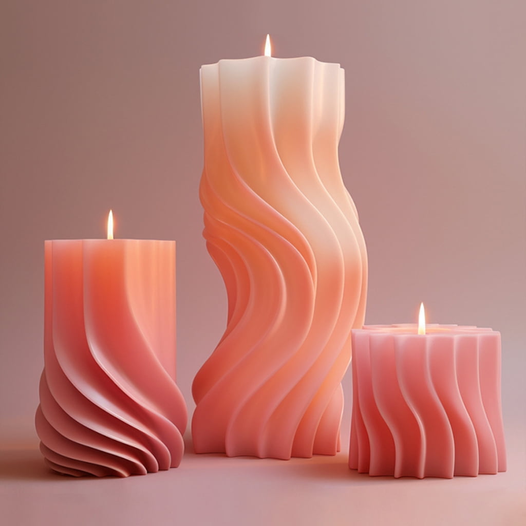 Silicone Molds Wavy Cylindrical Candle Molds Epoxy Resin Molds Castings Molds Irregulars Geometric Shape Plasters Molds