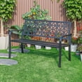 thumbnail image 1 of 50" L Metal Garden Bench Black Lattice Design, 1 of 2