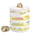 thumbnail image 1 of Tulip Piggy Bank, Cartoon Character Bees Tulip and Daisy Flowers Snails Garden Pattern, Ceramic Coin Bank Money Box for Cash Saving, 3.6" X 3.2", Pale Green Pale Blue, by Ambesonne, 1 of 4