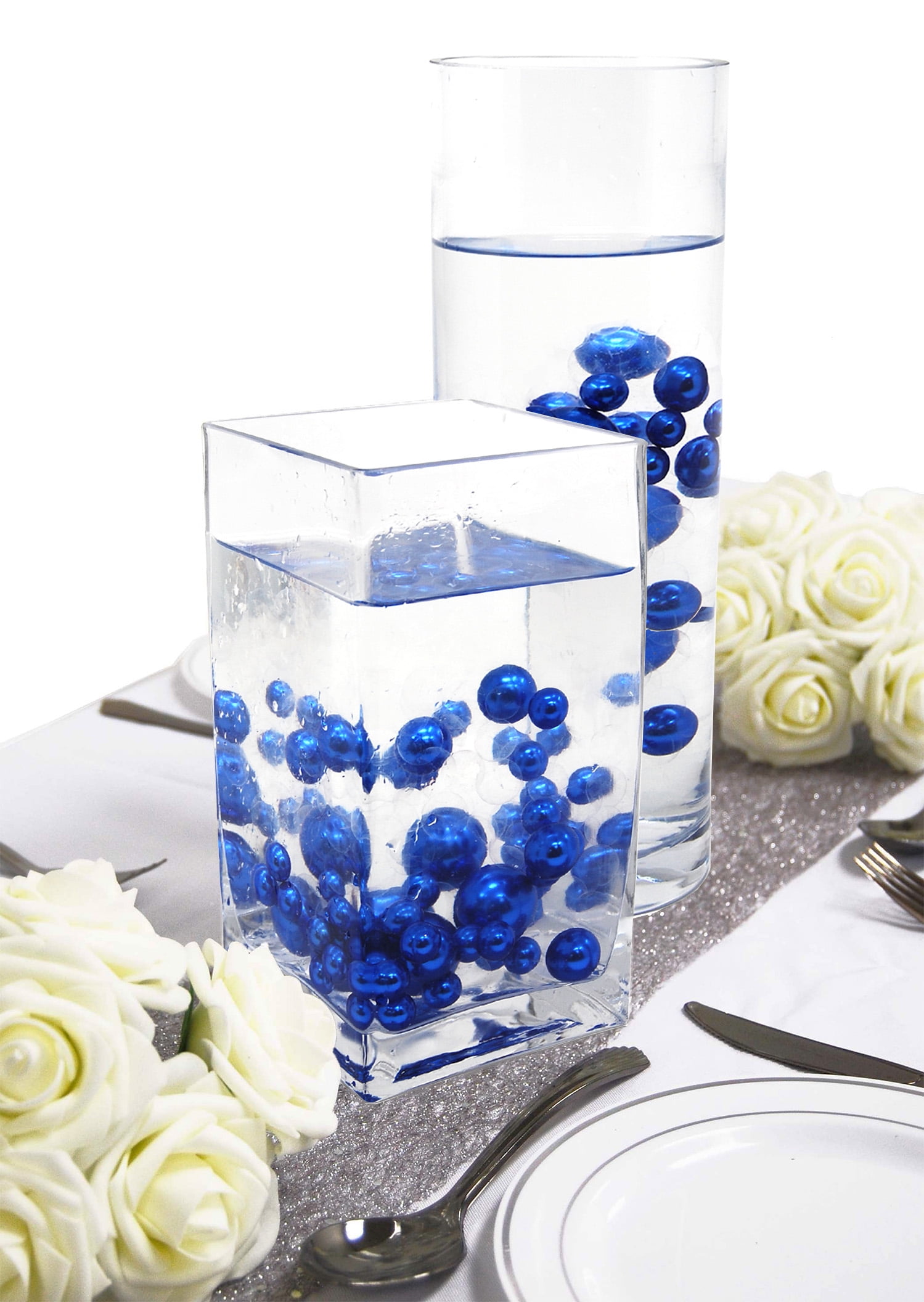 No Hole Blue/Soft Royal Blue Pearls Jumbo/Assorted Sizes Vase Decorations 