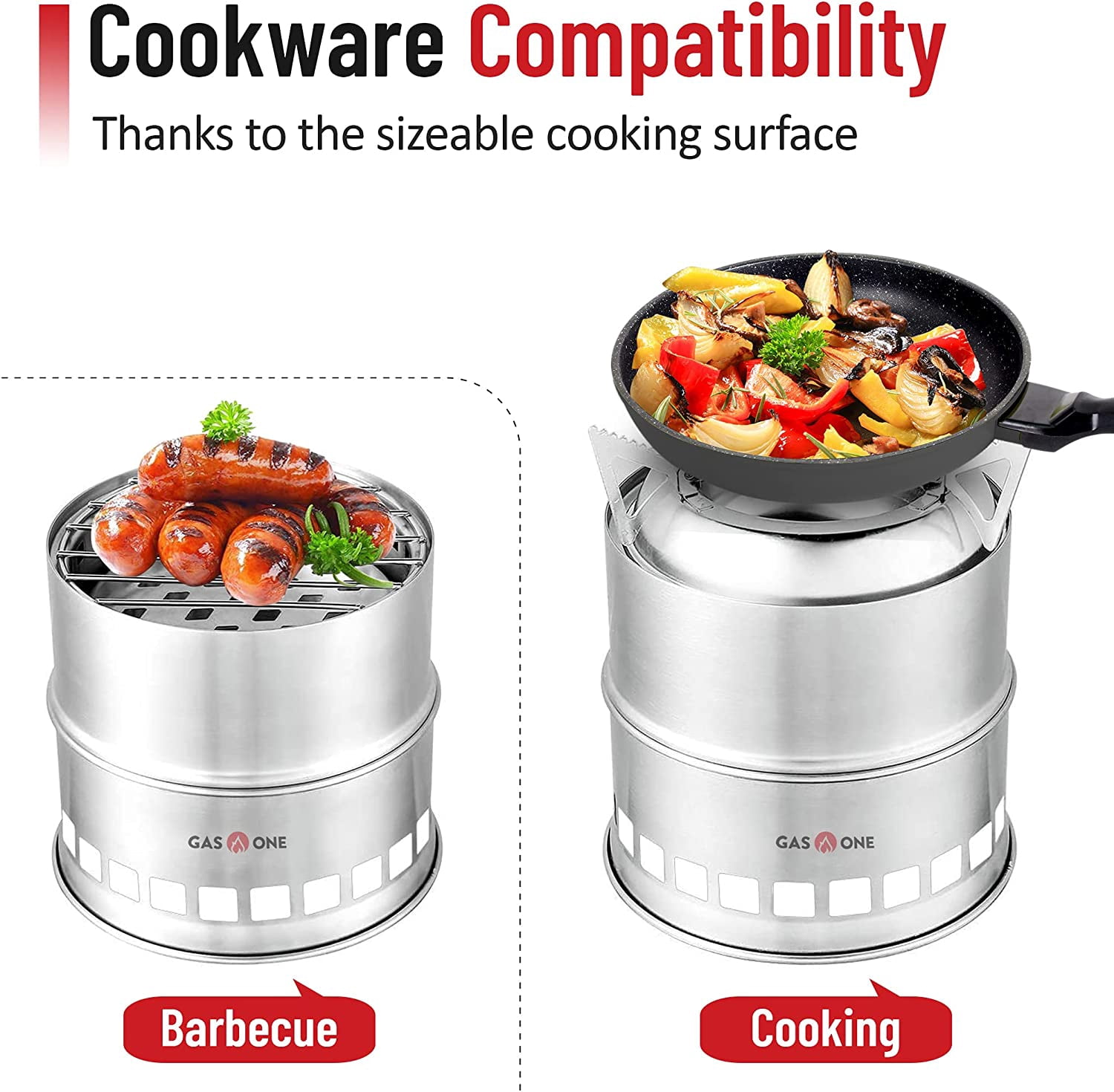 GasOne Portable Wood Camping Stove with Grill Grid