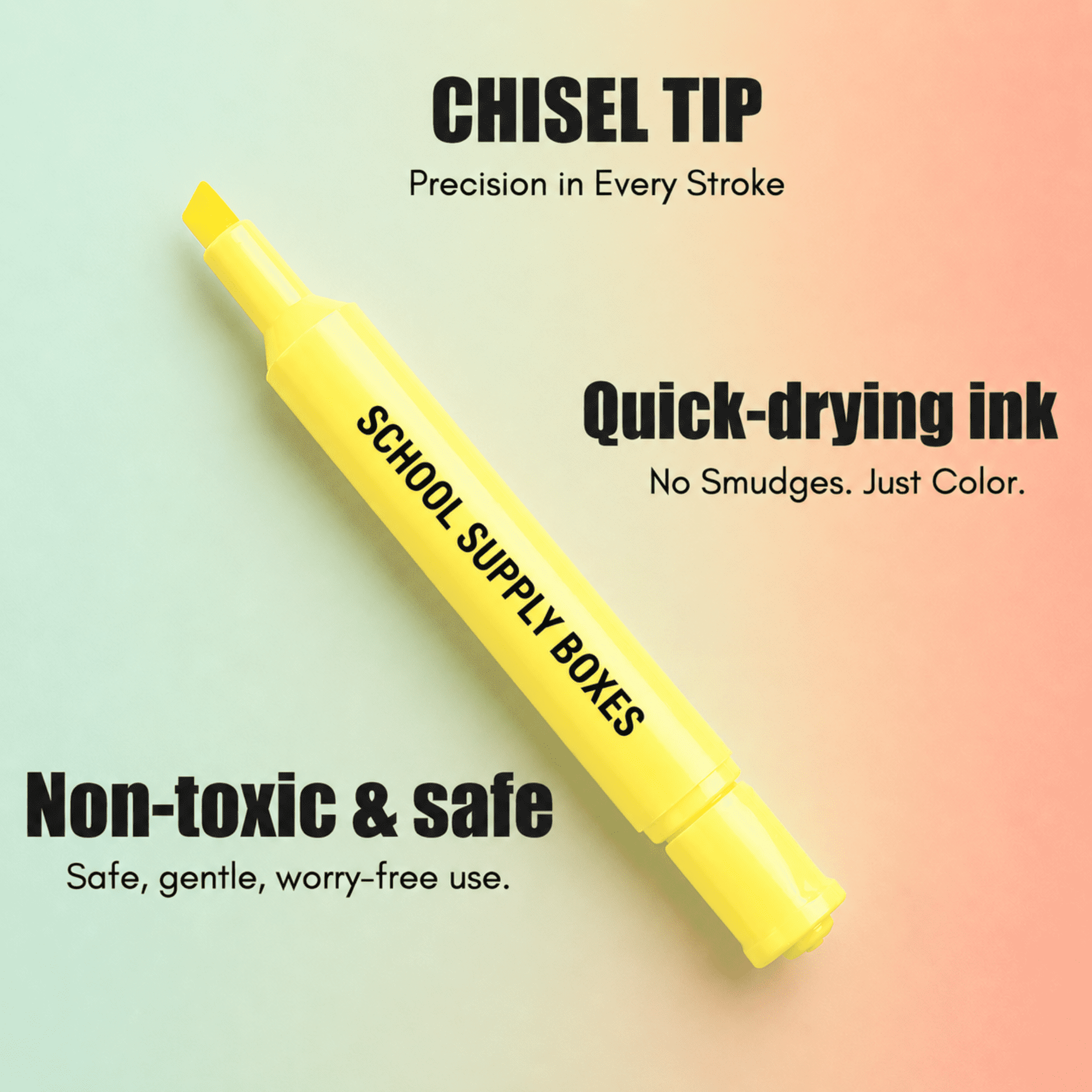 School Supply Boxes | Yellow Highlighters | 100 Pack | Bold Chisel Tip, Low-Odor Highlighters