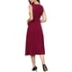 thumbnail image 3 of Vestidos de oficina inspiradores Chic para mujeres 2025, vestido midi sin mangas de cuello simulado en línea A, talla XL, rojo profundo, 3 of 6
