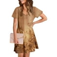 thumbnail image 4 of Vestido Corto de Verano Moda Gradiente Corto de Manga en V Cuello Vestido Casual, Poliéster Ligero de Verano, Lavado de Manos, 4 of 9