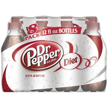 Diet Dr Pepper Soda Pop, 12 fl oz, 8 Pack Bottles