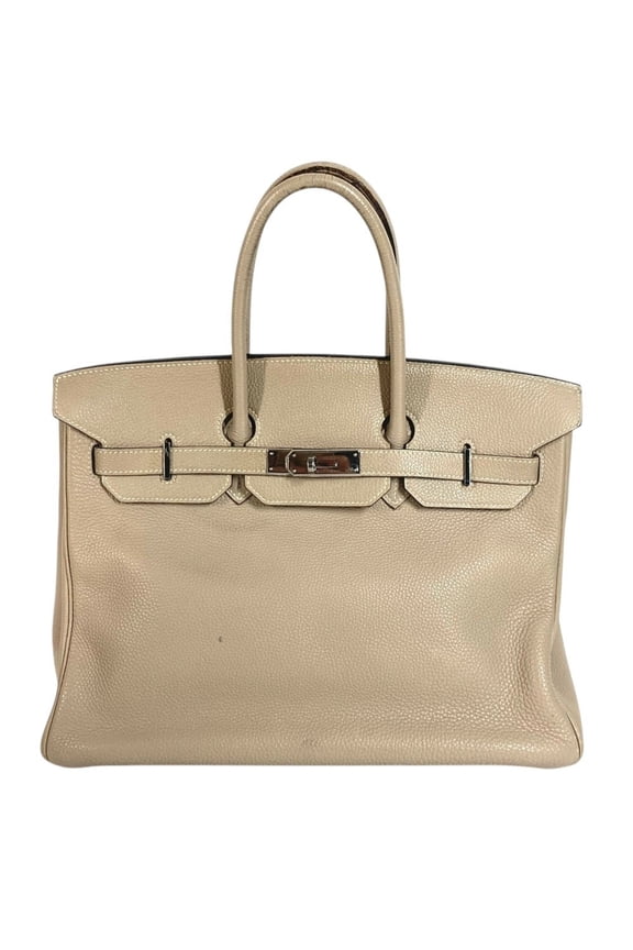 Pre-Owned HERMES Birkin 35 Tote Bag Handbag Togo Leather Men's Women's Turtledove Grey Beige