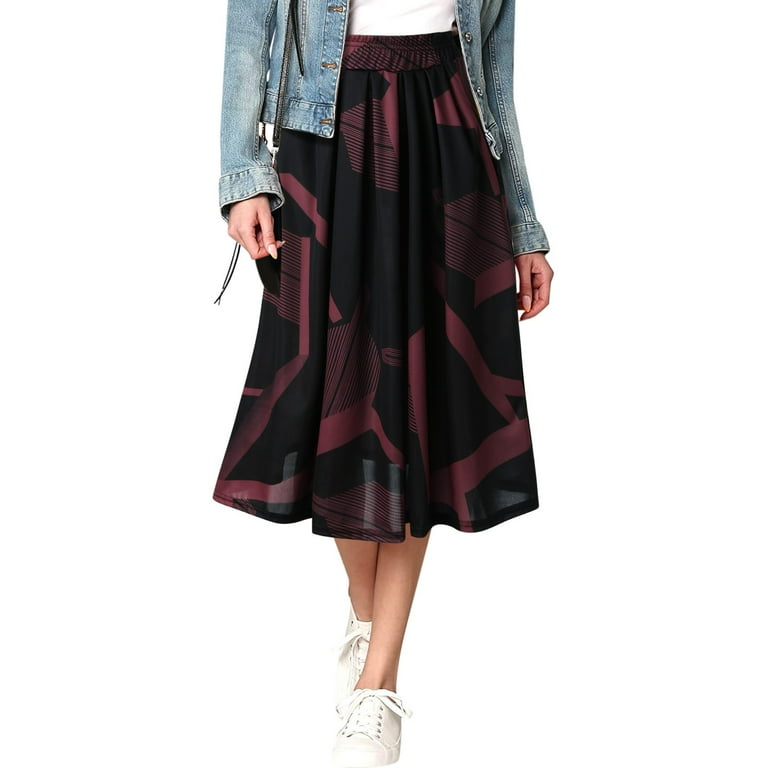Aayomet Women'S Midi Skirt Womens Plaid Wool Skirts Elastic Waist A-Line  Pleated Tartan Long Skirts,Red XL 