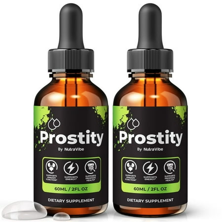 (2 Pack) Prostity Drops - Official Prostity Liquid For Prostate Heath, All Natural Formula To Support Control, Energy & Overall Well-Being, Review (60 Servings)
