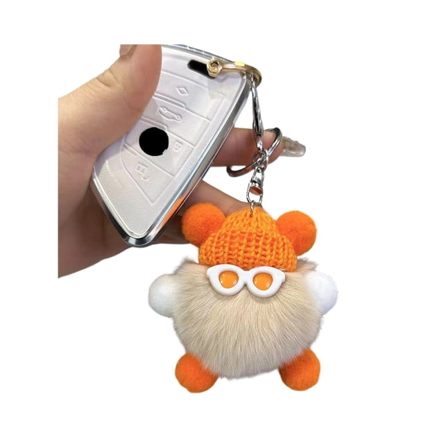 Llavero de peluche de conejo de peluche con forma de muñeca de dibujos animados, accesorio decorativo para bolso o coche, regalo de apoyo emocional.