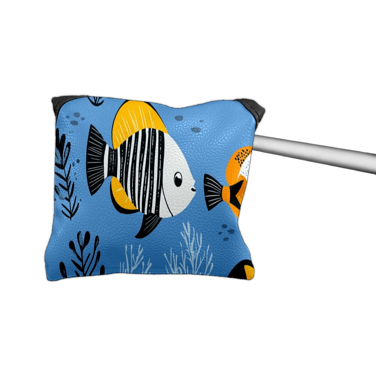 Golf Mallet Putter Cover Premium Leather Waterproof Golf Putter Head Cover with Magnetic Closure Cartoon Tropical Fish
