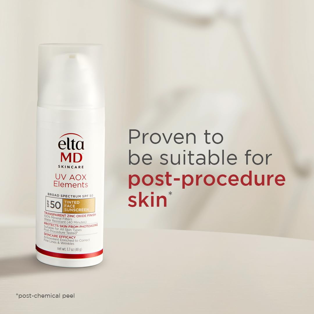 EltaMD UV AOX Elements Tinted Mineral Face Sunscreen Lotion, Tinted Sunscreen for Face SPF 50 with Antioxidants, 1.7 oz Pump