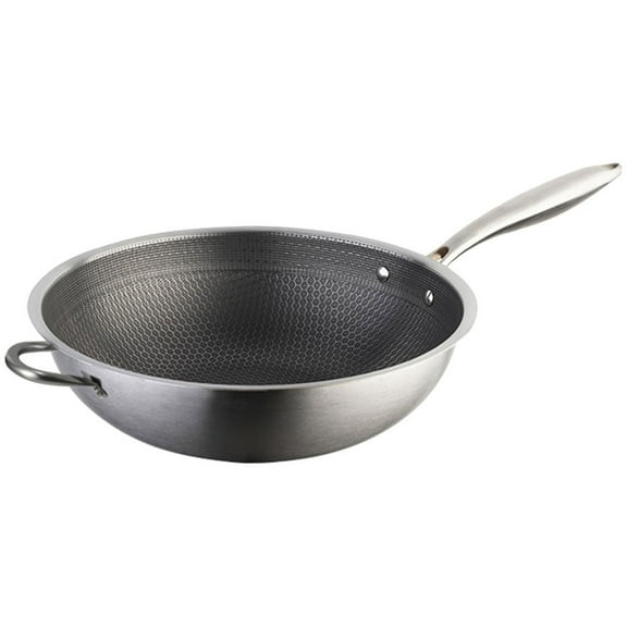 RENACLIPY Stainless Steel Non-Stick Frying Wok, 1-Piece Pan Ideal for Everyday Cooking and Stir-Fry Meals