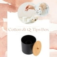 thumbnail image 4 of Black Cotton Pad and Q-Tip Holder Padang with Bamboo Top - Organize in Style, Bathroom Vanity Organizer, 4 of 8