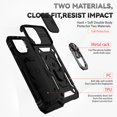 thumbnail image 2 of iPhone 13 Case,Dteck Shockproof Rubber Rugged Case Hybrid Hard Ring Holder Kickstand Slide Camera Lens Protector Cover for Apple iPhone 13,Black, 2 of 8