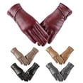 thumbnail image 2 of Grofry 1 Pair Winter Gloves Cold-proof Plush-lined Touch Screen Windproof Faux Leather Gloves, 2 of 8