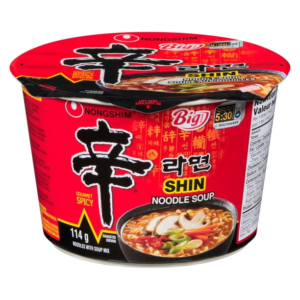 Grande soupe de nouilles Shin épicée en bol de Nongshim 114g , <br>Grande Bol ,<br>Nouilles instantanés , <br>Soupe de nouilles ,<br>Micro-ondable
