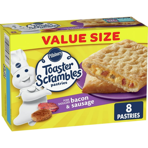 Pillsbury Bacon & Sausage Toaster Scrambles, Frozen Breakfast Pastries