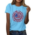 thumbnail image 5 of Sexlip Womens Swimsuit Set Circular Flag Print Cover Up Design Crew Neck Short Sleeve Flowy Silhouette Quick Dry Fabric for Beach Outings Blue M, 5 of 6