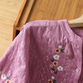 thumbnail image 6 of IUYRTFE Women's Short Sleeve Floral Embroidered Blouse Split Neck Button Up Summer Casual Tunic Top, 6 of 8