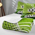 thumbnail image 4 of Manfei Football Sports Quilt Full, Goal Print Full Bedspread Sets, Green White, Reversible 3-Piece, 1 Coverlet and 2 Pillowcases, 4 of 7