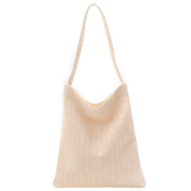 Bolso de mano para mujer, de gran capacidad, de PU, casual, de paja, simple, para viajes diarios (blanco) Tmvgtek Para Estrenar